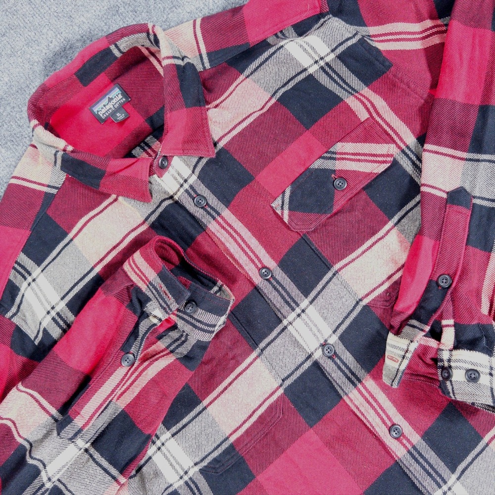 Patagonia Mens Fjord Flannel Shirt XL Red Black Plaid Organic Cotton 53947 #4805